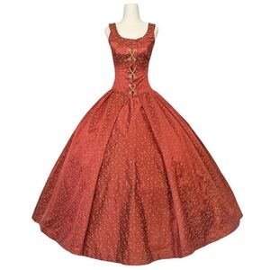 Vintage Renaissance Faire Dress Princess Ballgown Royal Medieval Rust XXS XS Y2k
